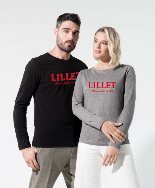 Flocage textile pour publicité sur tee-shirt coton bio col rond manches longues femme à Marseille